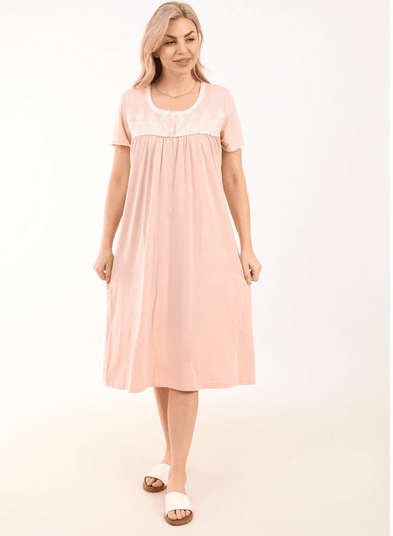 Summer Short Dress Embroidered Mini Dress Elegant Half Sleeves Viscose Fabric Li