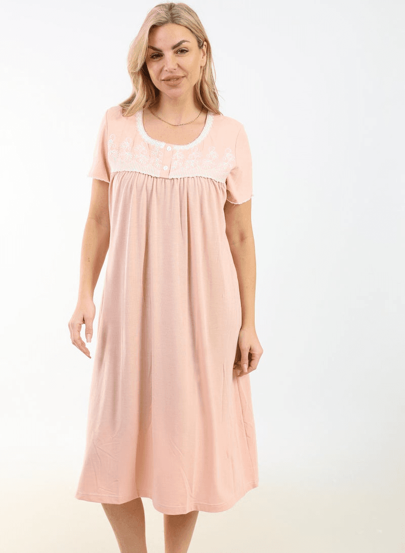 Summer Short Dress Embroidered Mini Dress Elegant Half Sleeves Viscose Fabric Li