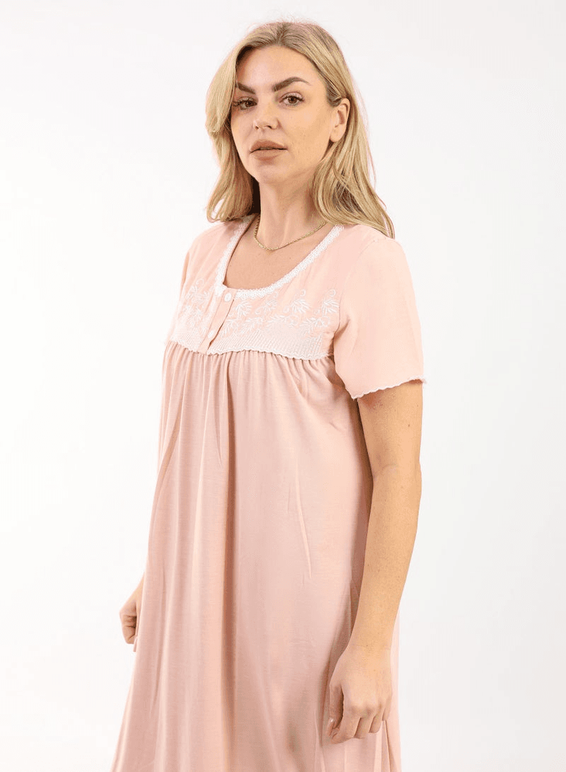 Summer Short Dress Embroidered Mini Dress Elegant Half Sleeves Viscose Fabric Li