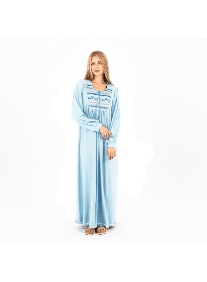 عباية كلاسيكية مطرزة من الفيسكوز قميص نوم محتشم بأكمام طويلة ملابس منزلية نسائية