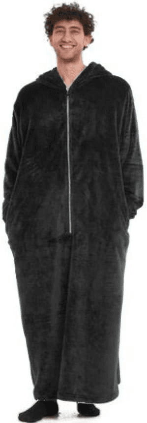 Fleece galabeya with pockets and a belt for men and women.