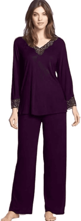 Mauve Sleepwear Dark Pajama Women Cotton Inlaid Black Shift