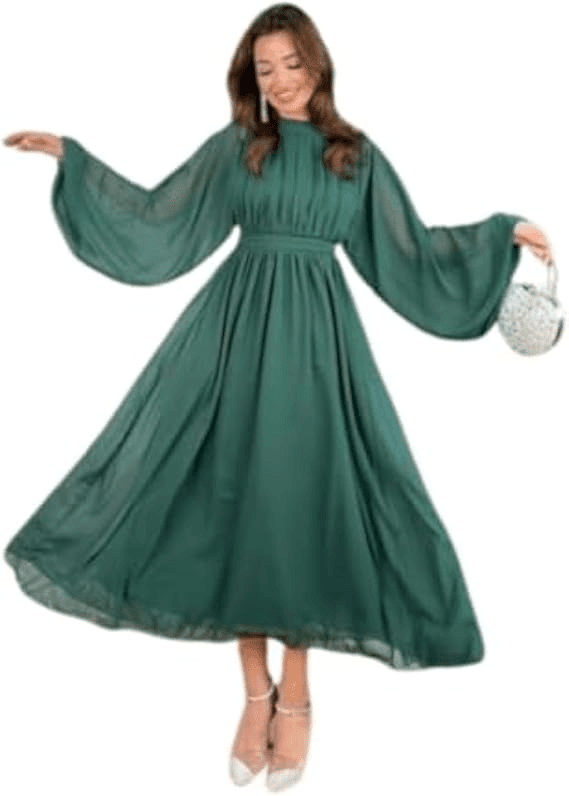 Womens Chiffon Lining Batwing Sleeve Dress