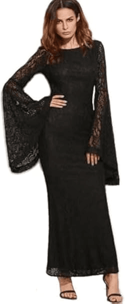 Womens Lace Long Dress with Black Lining