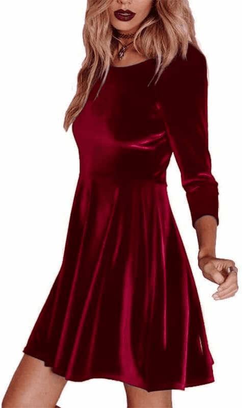 Navy Short Wine Plush Dress