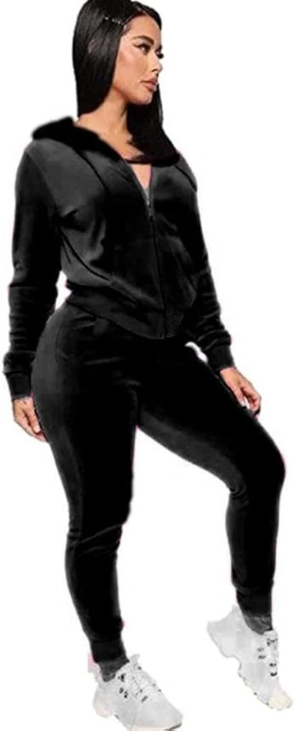 Womens velvet pajama with front zipper