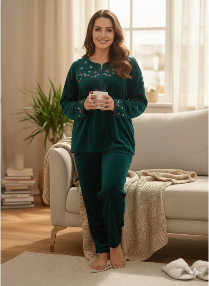 Women's 2-Piece Soft Velvet Pajama Set - Long Sleeve Top & Comfort Pants