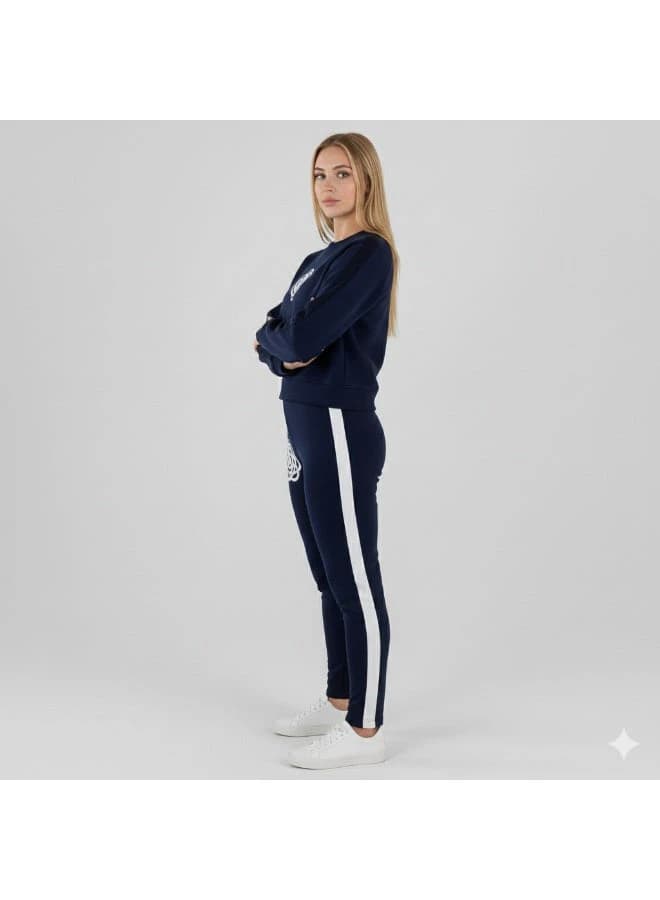 Women's 2-Piece Milton Fabric Tracksuit - Embroidery & Contrast Details Set