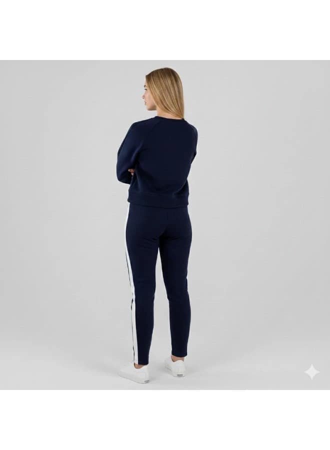 Women's 2-Piece Milton Fabric Tracksuit - Embroidery & Contrast Details Set
