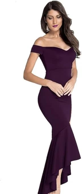 Women's Long Half Sleeve Dress Purple