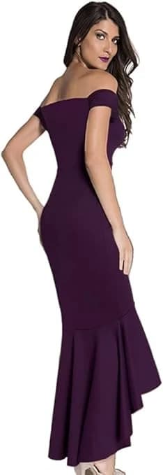 Women's Long Half Sleeve Dress Purple