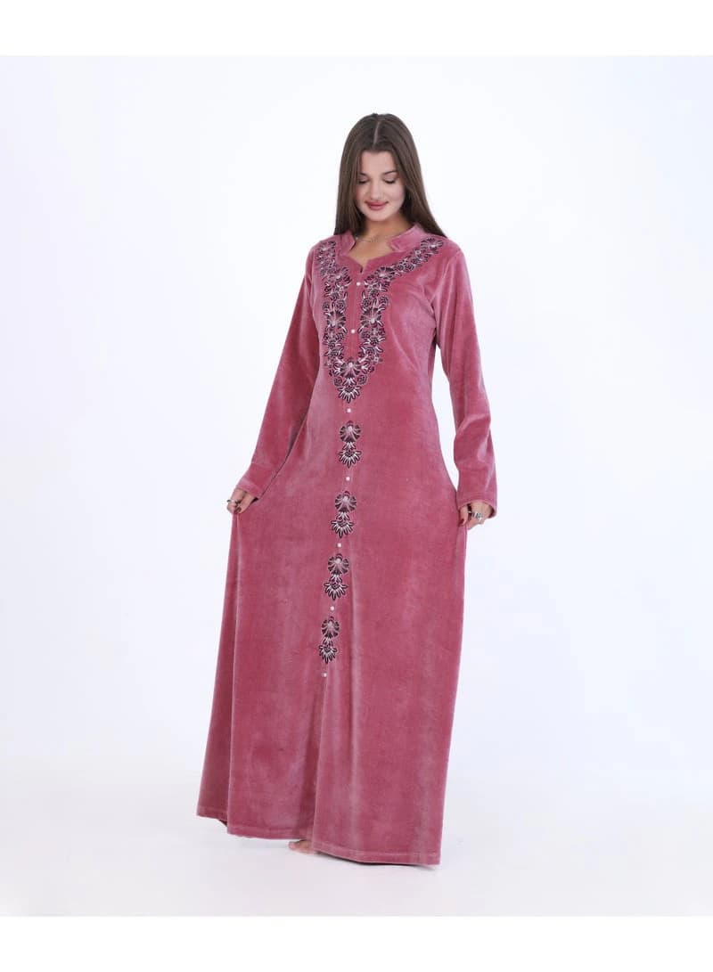 Women's Luxury Winter Velvet Abaya / Jalabiya - Elegant Traditional Embroidery