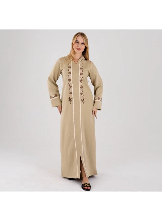 Winter Hooded Casual Abaya - Premium Milton Fabric with Intricate Embroidery