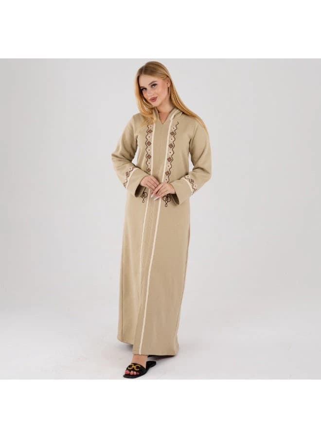 Winter Hooded Casual Abaya - Premium Milton Fabric with Intricate Embroidery