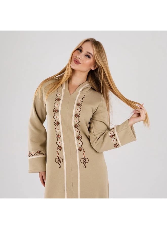 Winter Hooded Casual Abaya - Premium Milton Fabric with Intricate Embroidery