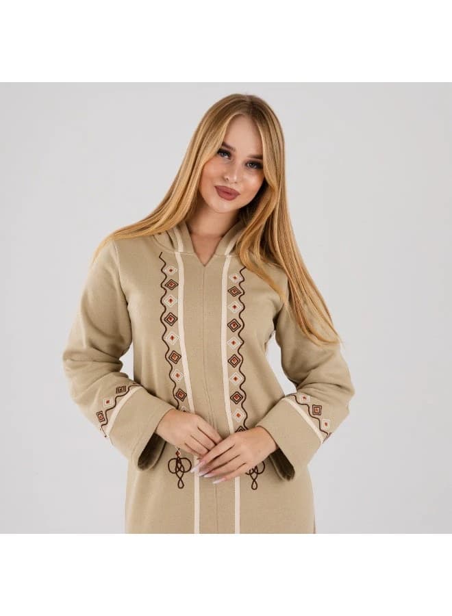 Winter Hooded Casual Abaya - Premium Milton Fabric with Intricate Embroidery