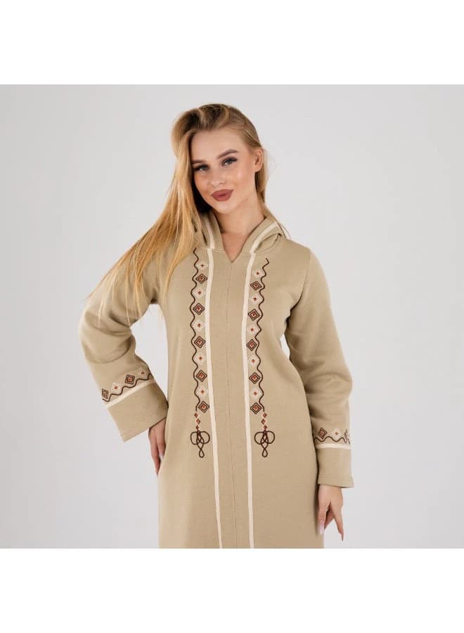 Winter Hooded Casual Abaya - Premium Milton Fabric with Intricate Embroidery