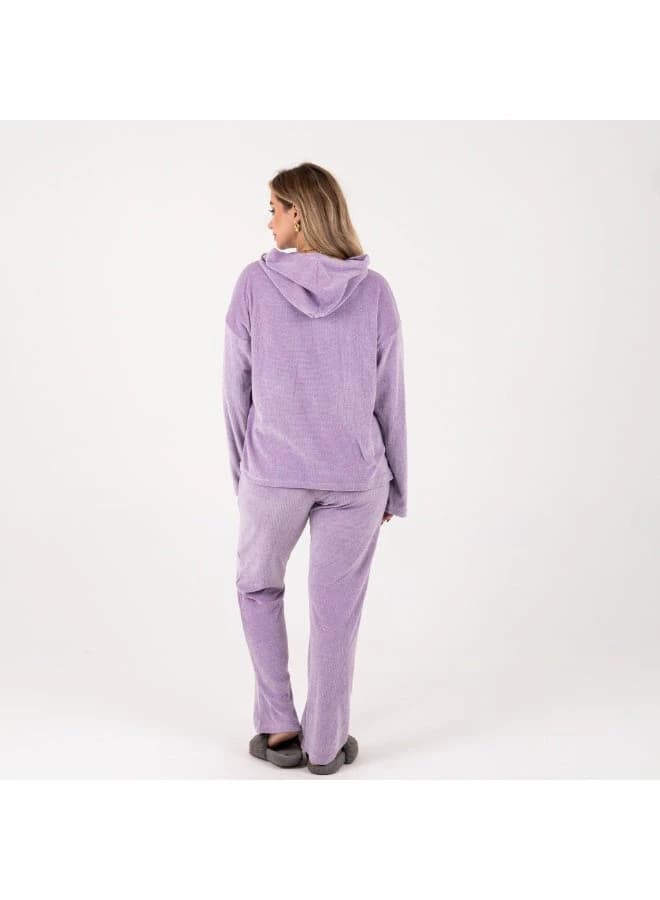 Women’s Velvet Embroidered Pajama Set – Mauve
