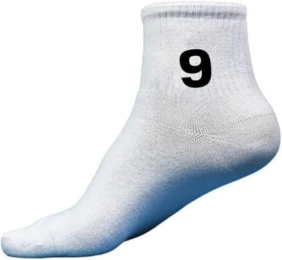 Men’s athletic half socks set – 6 pieces, white with numbers.