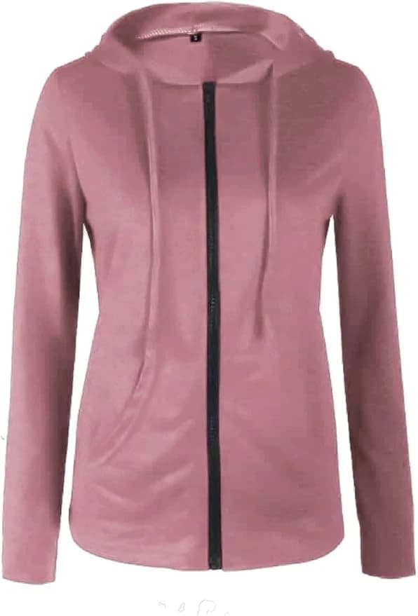 Women's Cotton Zip Pink Hoodie