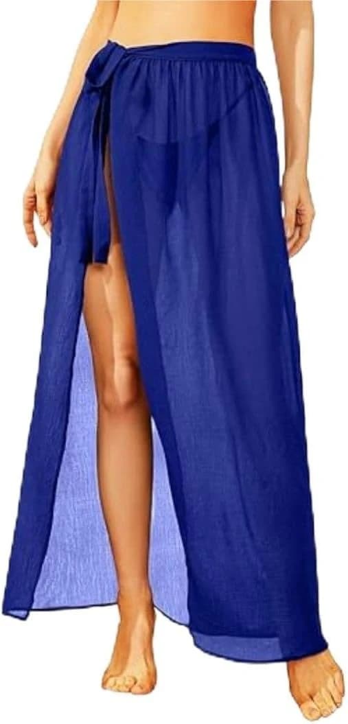Women's Chiffon Swimsuit Wrap Skirt Beach Cover Up Swimsuit Navy