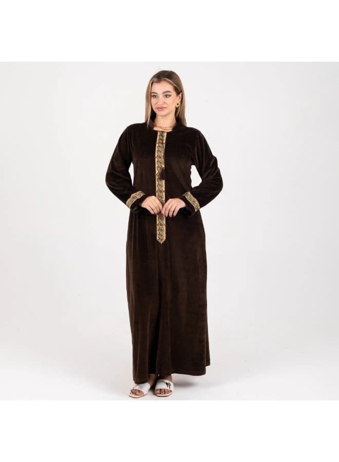 Women's Velvet Embroidered Abaya, Long and Elegant Design