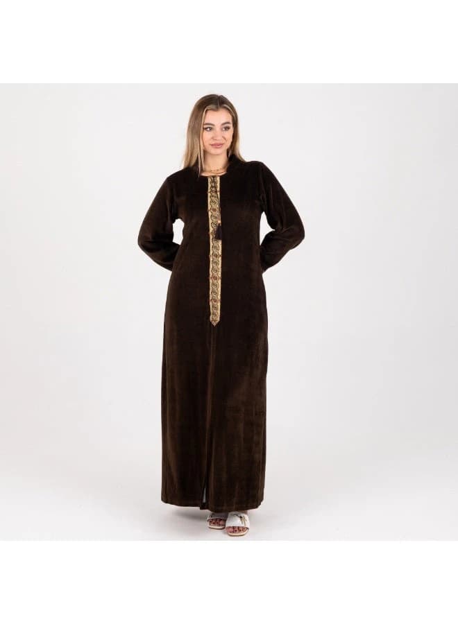 Women's Velvet Embroidered Abaya, Long and Elegant Design