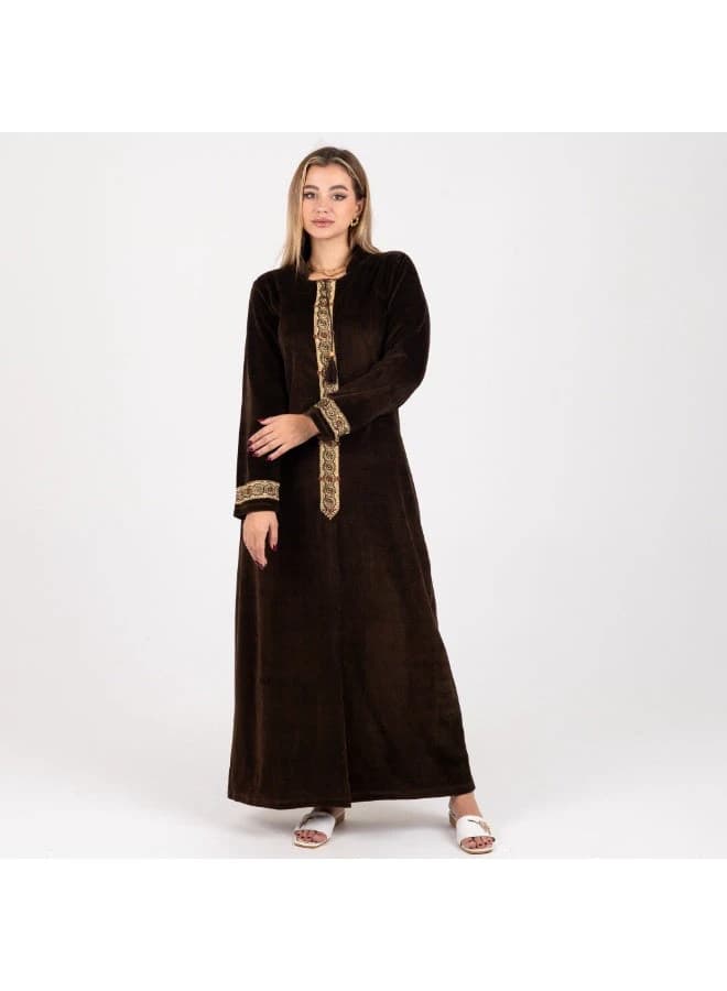 Women's Velvet Embroidered Abaya, Long and Elegant Design