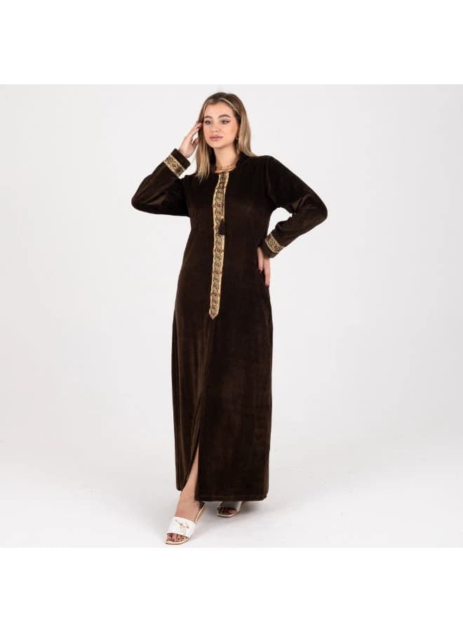 Women's Velvet Embroidered Abaya, Long and Elegant Design