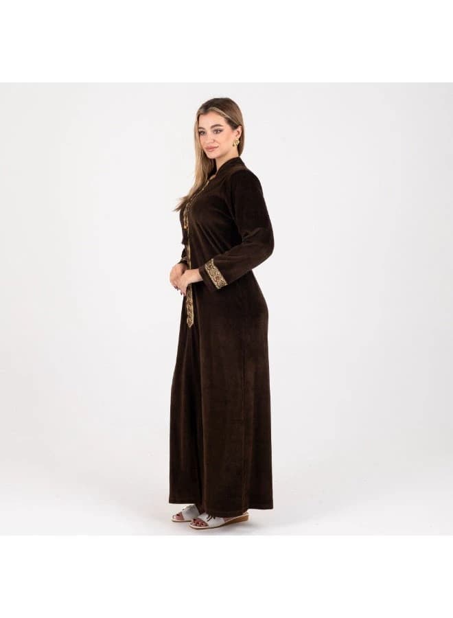 Women's Velvet Embroidered Abaya, Long and Elegant Design