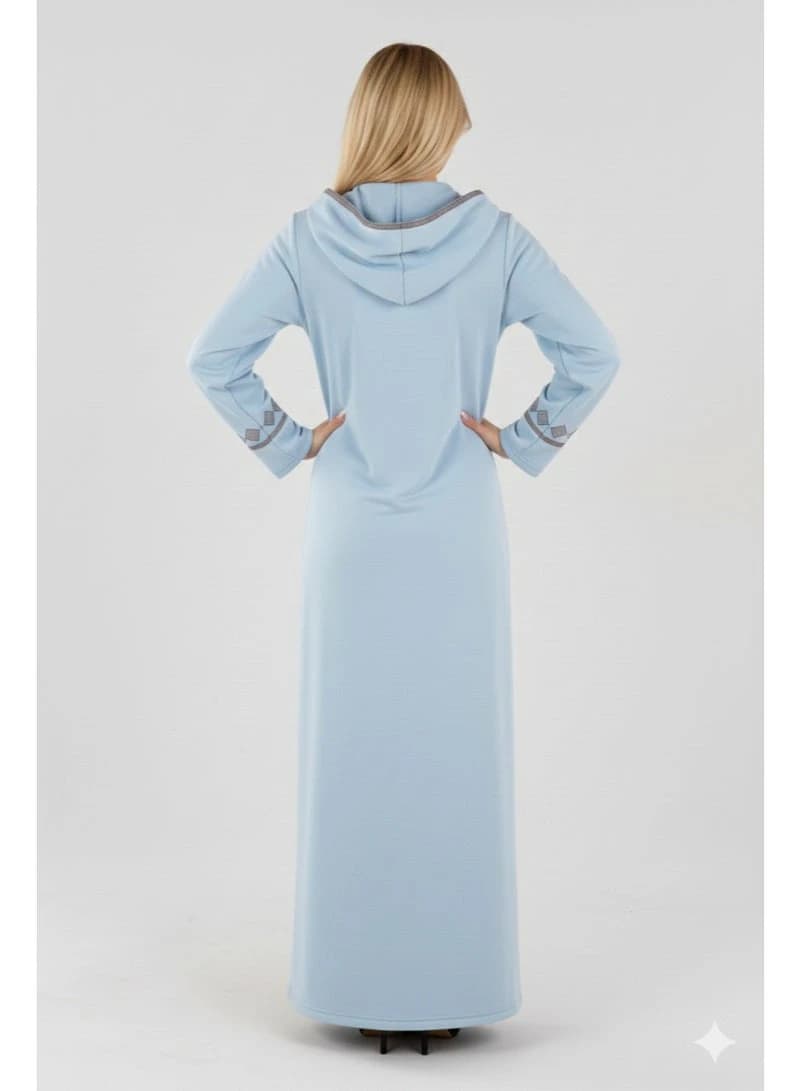 Women's Winter Hooded Abaya – Milton Fabric, Embroidered Kaftan