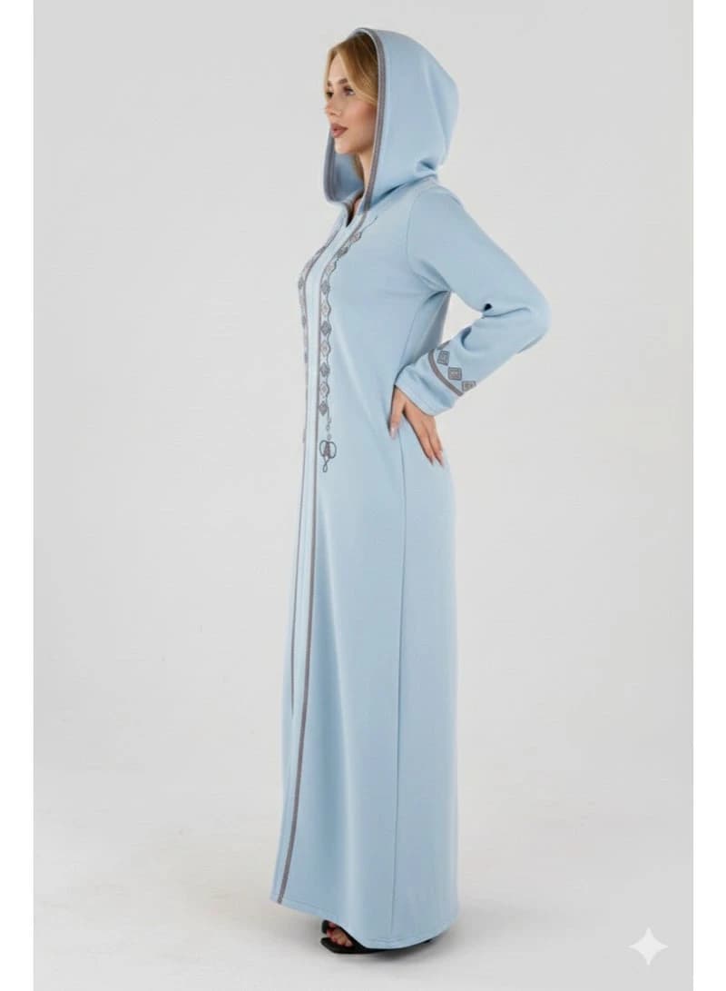 Women's Winter Hooded Abaya – Milton Fabric, Embroidered Kaftan