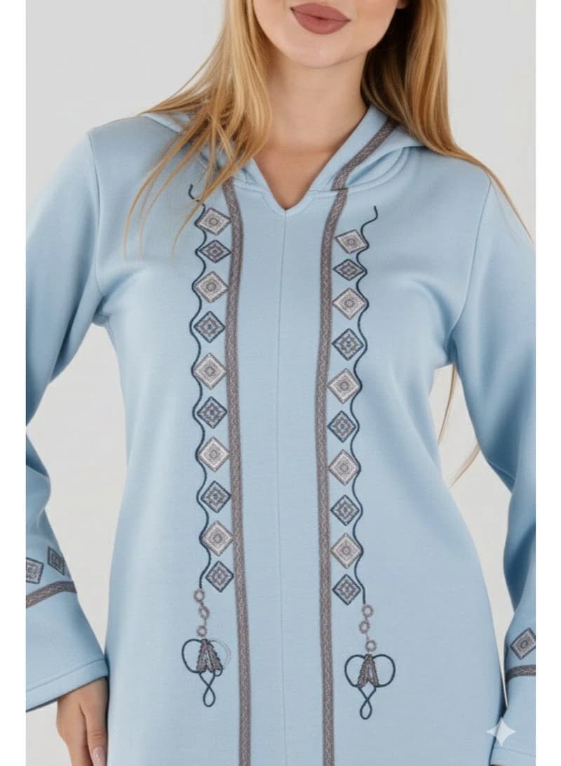 Women's Winter Hooded Abaya – Milton Fabric, Embroidered Kaftan