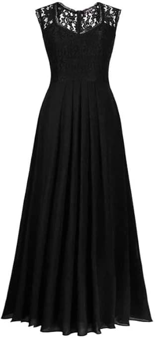 Women's Chiffon Long Black Dress