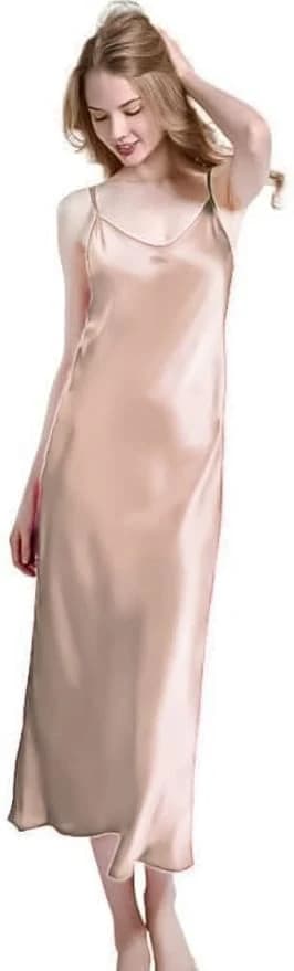 Long Lingerie Satin Soft Beige