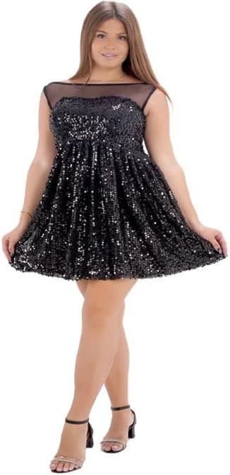 Women's Sequin Short Evening Dress with Lining