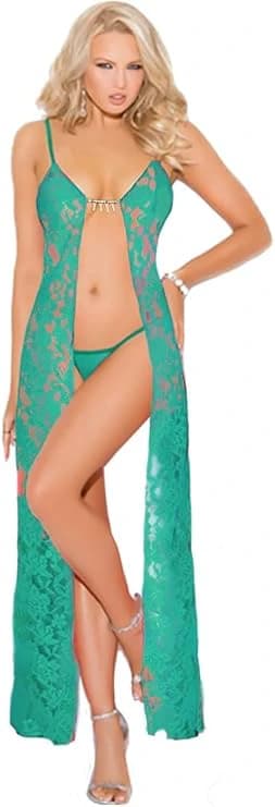 Green Tulle Lace Open Front Long Lingerie Baby Del