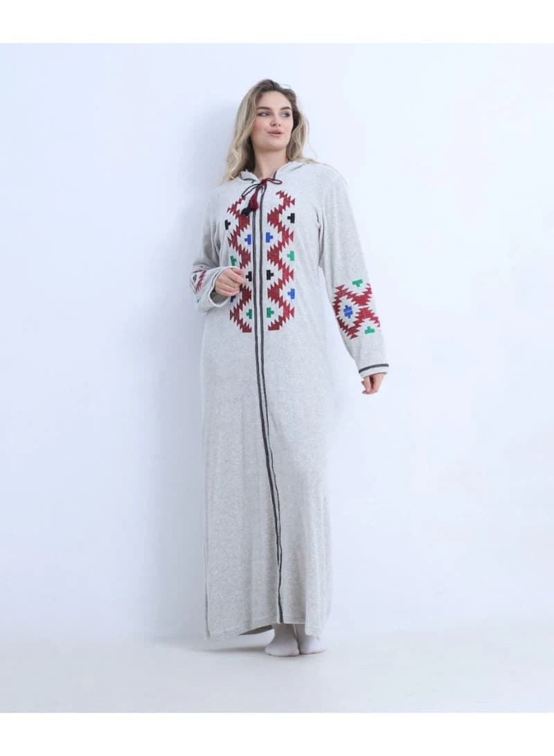 Premium Heavy Velvet Embroidered Winter Galabeya with Hood Wide Size Range