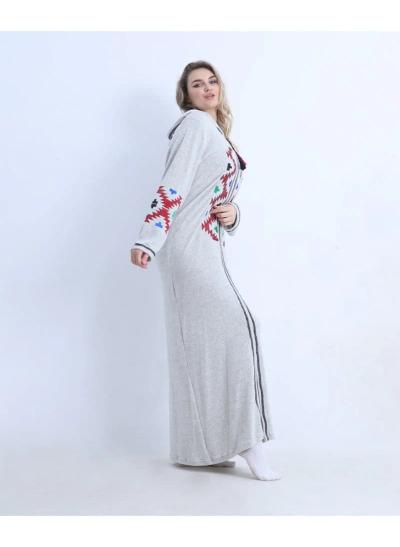 Premium Heavy Velvet Embroidered Winter Galabeya with Hood Wide Size Range