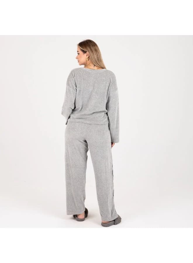 Winter Rose Modern Velvet Pajama Set Cozy Plush Comfort