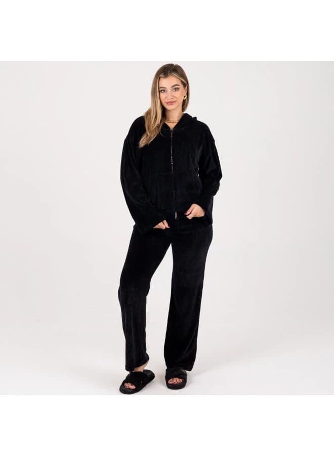 ZECOTEX Soft Velvet Hooded Loungewear Set for Women