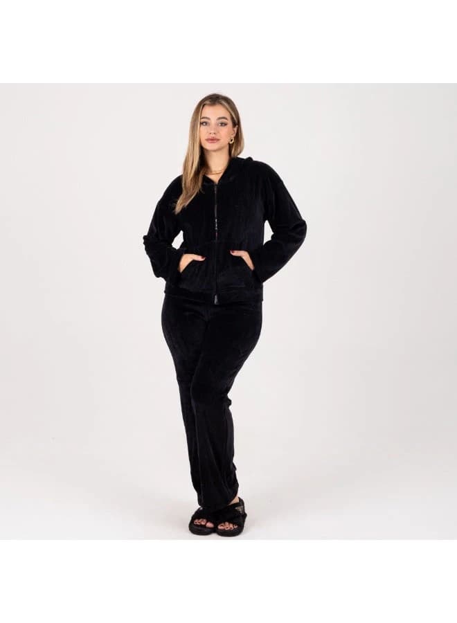 ZECOTEX Soft Velvet Hooded Loungewear Set for Women