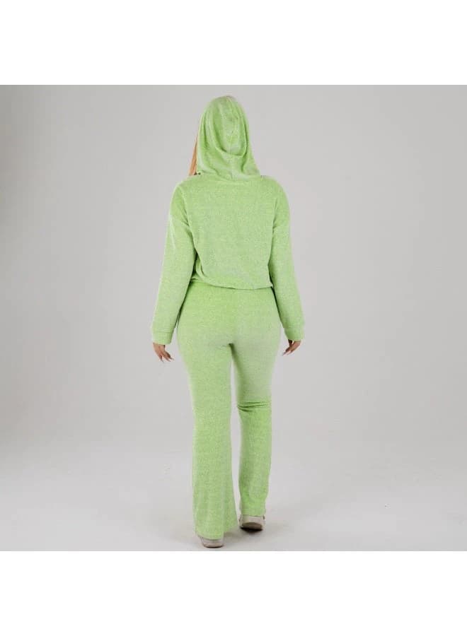 ZECOTEX 2‑Piece Velvet Tracksuit Zip‑Up Hoodie & Flared Lounge Pants