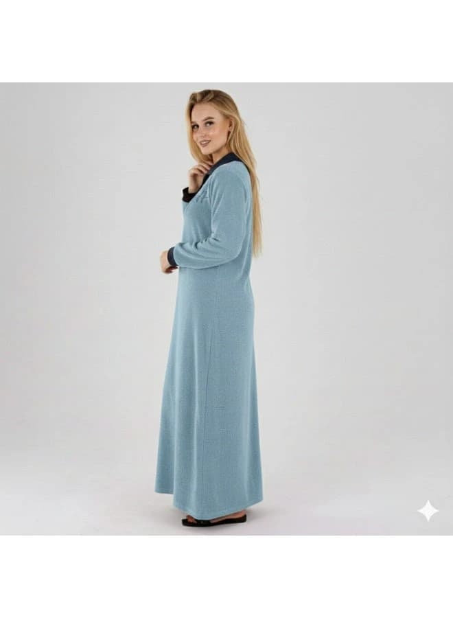 ZECOTEX Winter Velvet Galabeya with Buttoned Collar & Embroidery