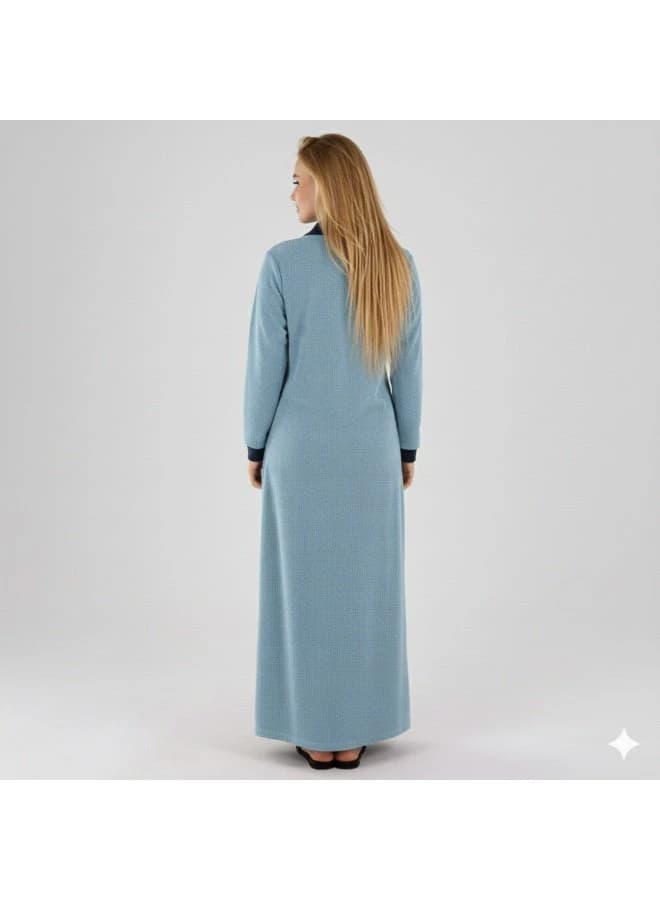 ZECOTEX Winter Velvet Galabeya with Buttoned Collar & Embroidery