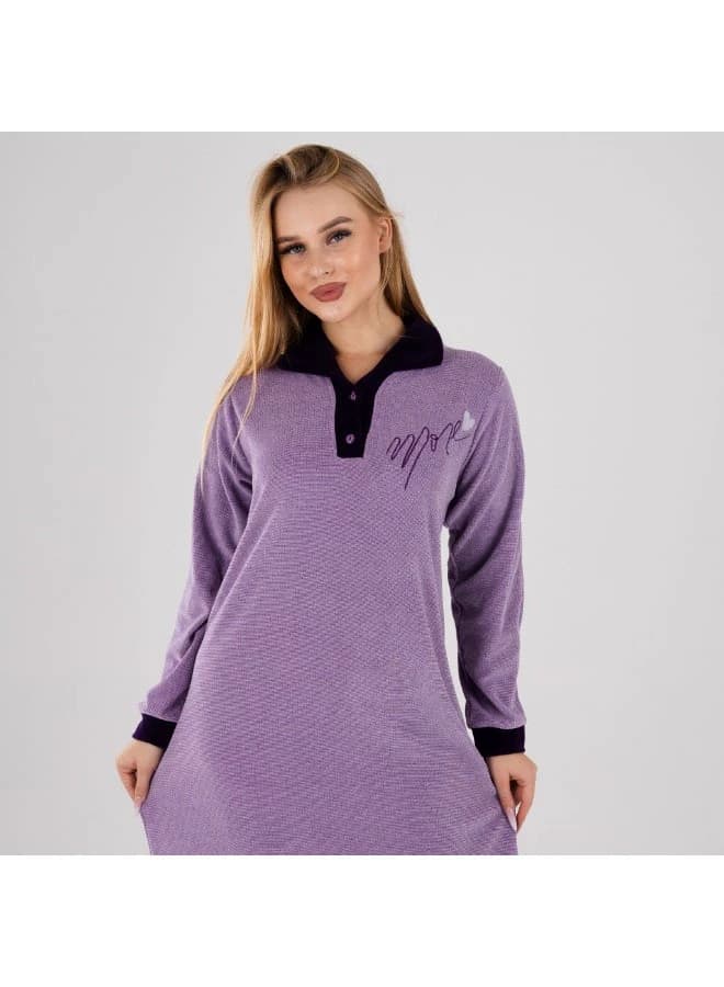 ZECOTEX Winter Velvet Galabeya with Contrast Collar & Embroidery