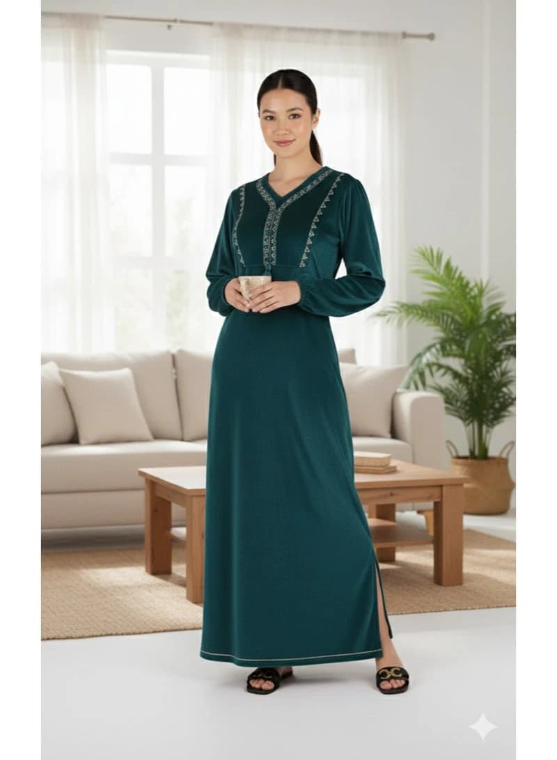 ZECOTEX Soft Embroidered Jalabiya with Geometric Patterns