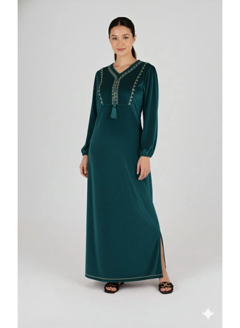 ZECOTEX Soft Embroidered Jalabiya with Geometric Patterns