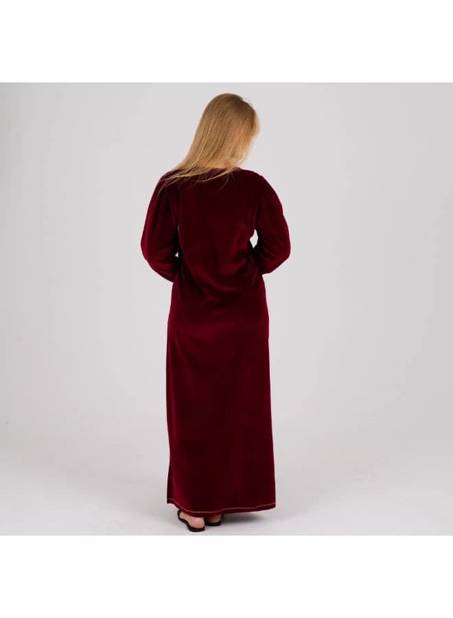 ZECOTEX Luxury Velvet Jalabiya with Geometric Embroidery