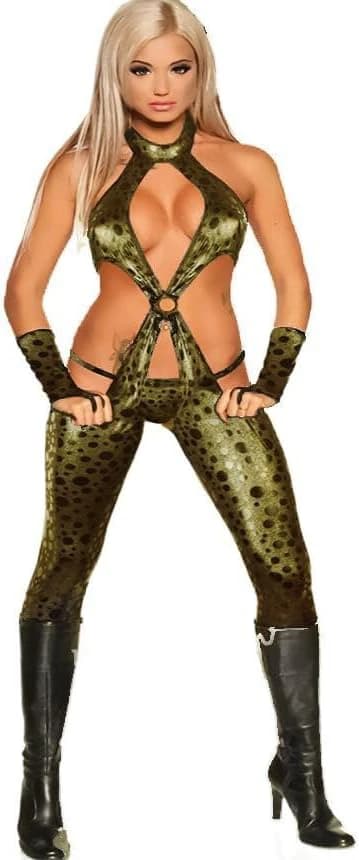 One Size Printed Leather Lingerie Set